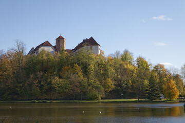 Fototapeta na wymiar Bad Iburg Castle In Autumn, Osnabruecker Land, Lower Saxony, Germany