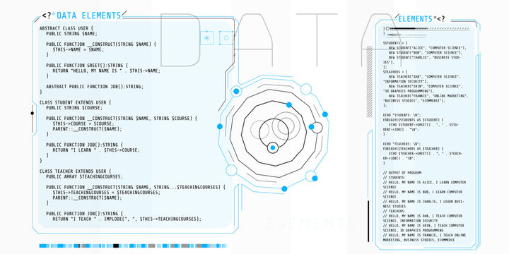 HUD interface elements with part of the PHP code.