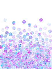 Neon paillettes confetti scatter vector composition. Elegant lustering sequin elements holiday glitter top view. New Year confetti placer shimmering texture.