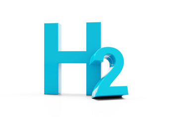 H2 - Blue Hydrogen molecule symbol on white background