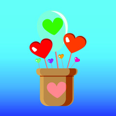 a pot of multicolored hearts