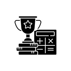 Odds calculator black glyph icon. Betting converter. Wagers profit determination. Calculating winnings. Multiplying stake by odds. Silhouette symbol on white space. Vector isolated illustration