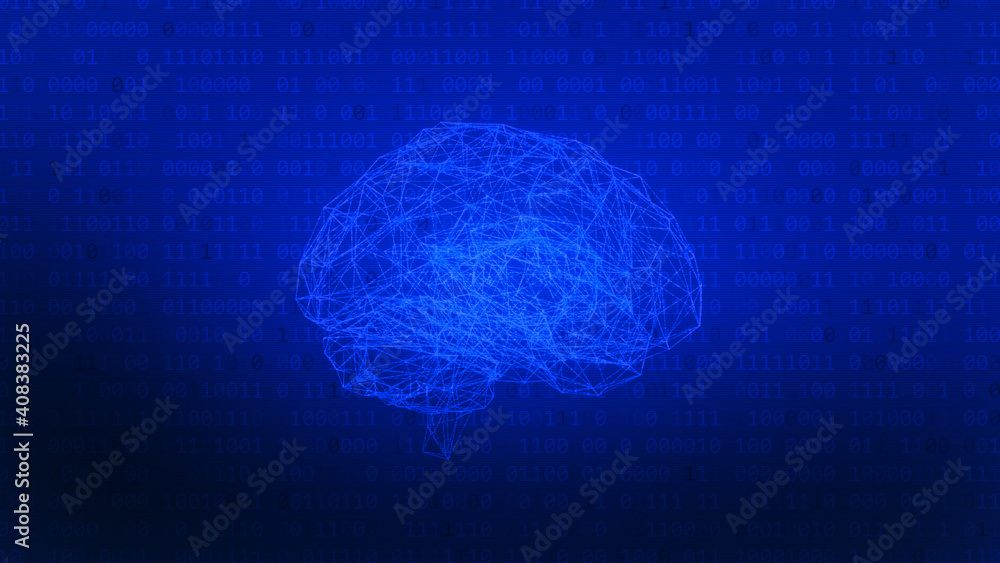 Poster artificial intelligence digital concept with brain shape.