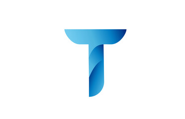 T creative blue gradient alphabet letter logo for branding and business. Design for lettering and corporate identity. Professional template icon