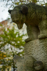Fototapeta na wymiar Berlin, Germany - October 16, 2013: Bears statue in the park