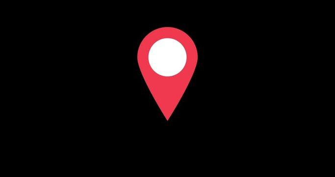 GPS location pointer animated icon. 4K white on black with alpha.