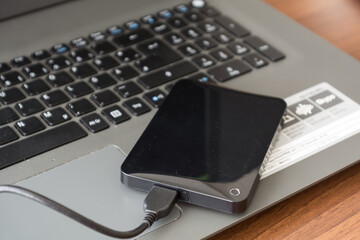 Backup On External Hard Drive - Closeup