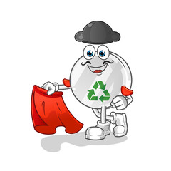 recycle sign matador with red cloth illustration. character vector