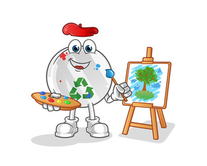 recycle sign artist mascot. cartoon vector