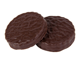 Chocolate sandwich cookies isolated on the white
