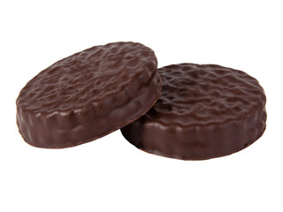 Chocolate sandwich cookies isolated on the white