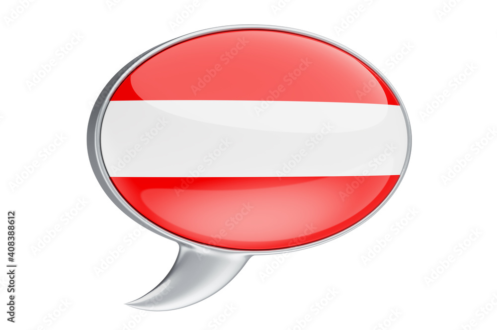 Poster speech balloon with austrian flag, 3d rendering