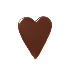 Heart made of dark chocolate on white background, top view