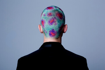 Young man with dyed shot hair studio