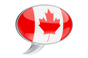 Speech balloon with Canadian flag, 3D rendering