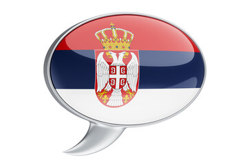 Obraz premium Speech balloon with Serbian flag, 3D rendering