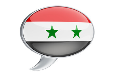 Speech balloon with Syrian flag, 3D rendering