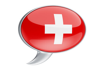 Obraz premium Speech balloon with Swiss flag, 3D rendering