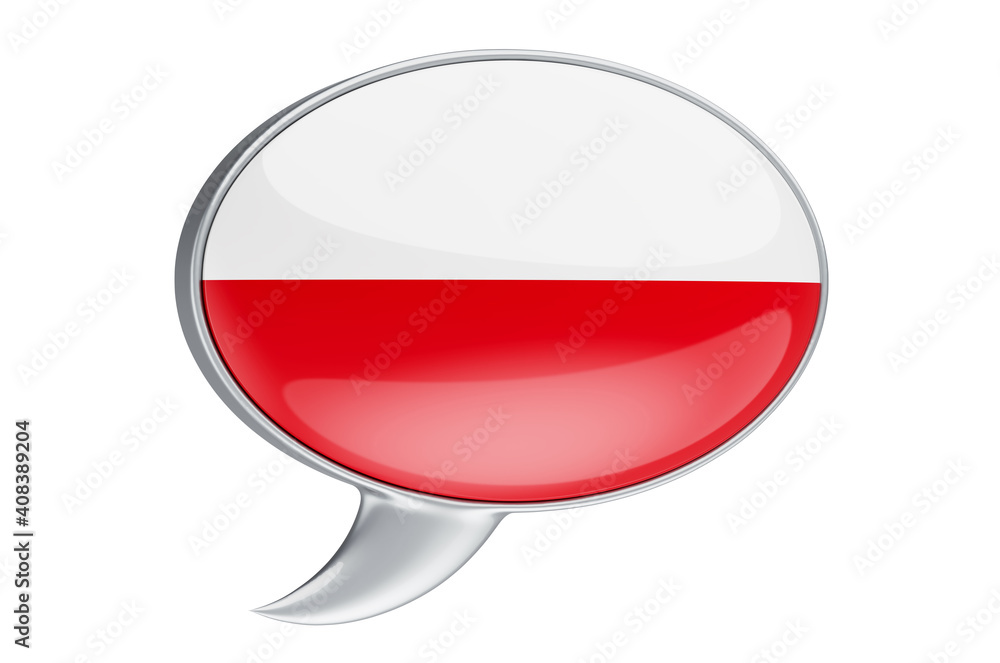 Poster speech balloon with polish flag, 3d rendering
