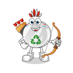 recycle sign native american tribe character. cartoon mascot vector