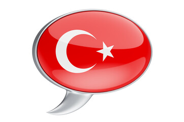 Speech balloon with Turkish flag, 3D rendering