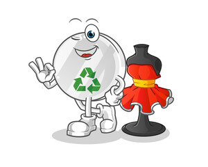 recycle sign fashion designer vector. cartoon character