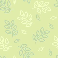 Botanical background with green leaves and branches. Spring seamless pattern. Floral vector illustration