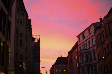 Fototapeta na wymiar Berlin, Germany - October 13, 2013: Sunset over Berlin