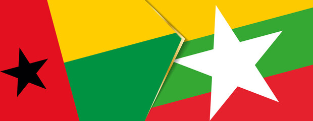 Guinea-Bissau and Myanmar flags, two vector flags.