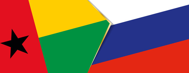 Guinea-Bissau and Russia flags, two vector flags.