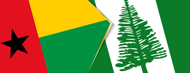 Fototapeta na wymiar Guinea-Bissau and Norfolk Island flags, two vector flags.