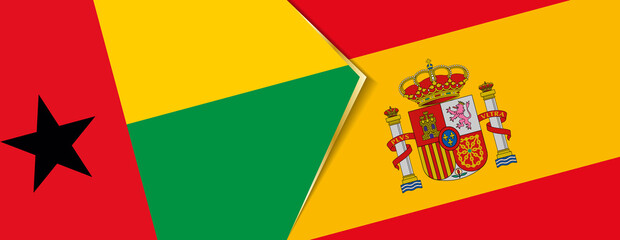Guinea-Bissau and Spain flags, two vector flags.