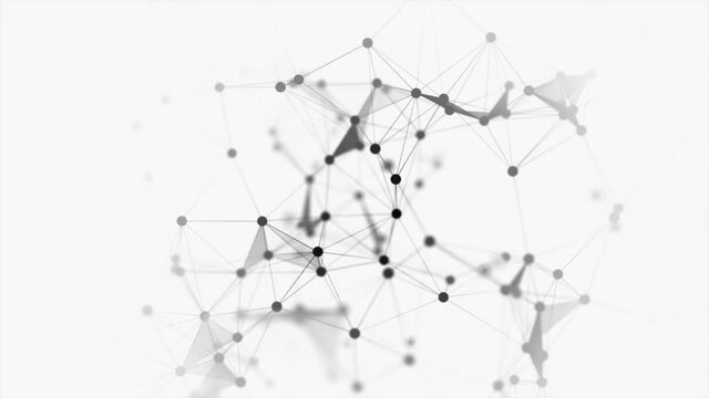 3D render of abstract Plexus black moving dots and lines geometrical shapes animation. Connection web concept. Digital, Communication Technology Network Background