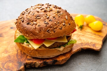Fresh made vegan burger, healthy food