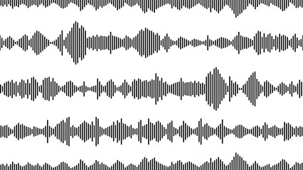 seamless sound waveform pattern for music player, podcasts, video editor, voise message in social media chats, voice assistant, dictaphone. vector illustration