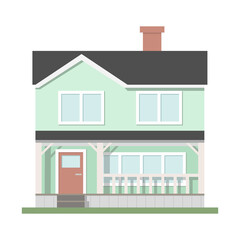 Vector illustration of stylish house. Isolated on white background