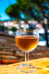 Drinking of local rose wine in summer Provence, France