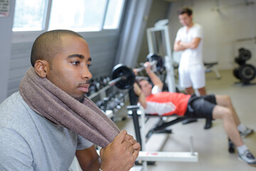 Fototapeta na wymiar portrait of man at the gym