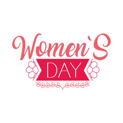 Obraz na płótnie Canvas womens day lettering design with decorative ribbon, colorful design