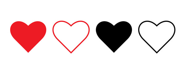 Heart vector icons on white background. love symbol isolated