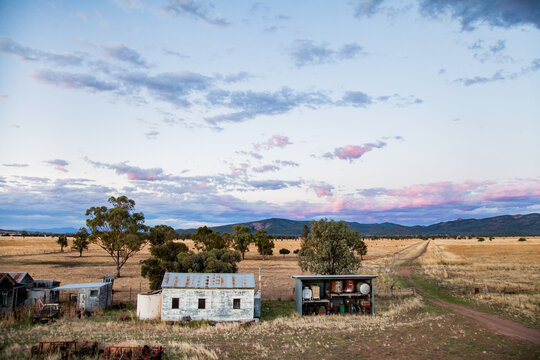 Old farm sheds in the evening light
