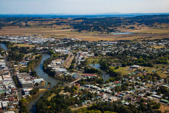 Aerial Of Rivers And The Town Of Lismore From The Air