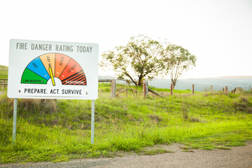 Fire danger rating today sign on very high prepare act survive