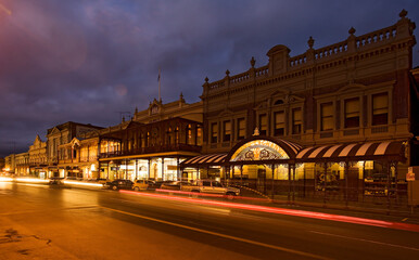 Long exposure night scene at Lydiard St, Ballarat