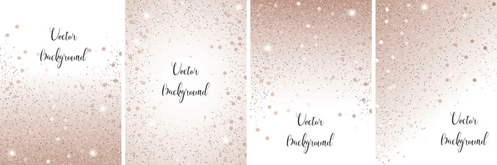 Set of vector abstract backgrounds with falling sparkle glitter dust	