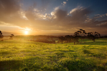 sunset over farmland, Adelaide Hills
