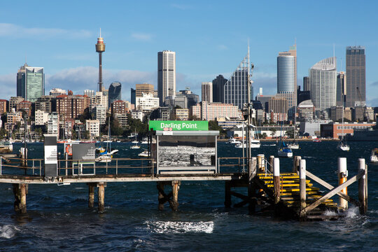 Darling Point ferry wharf with sydney skyline in the background