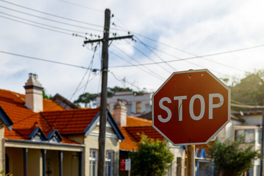 Stop sign in suburban Sydney