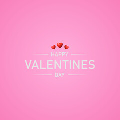 Happy Valentine's day text,lettering poster on pink gradient background. Vector illustration. Romantic quote postcard, card, invitation, banner template.