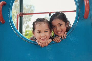 multicultural kids having fun at playground